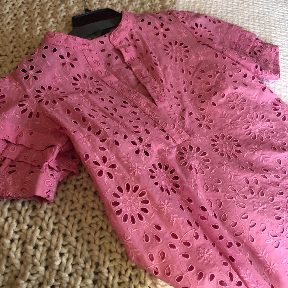 J Crew pink puff sleeve blouse